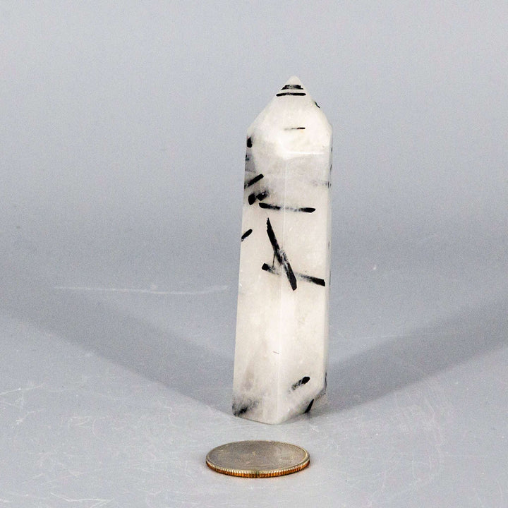 Quartz w/t Black Tourmaline Tower-Towers-Crystal Destiny-Quartz / Black Tourmaline-74g - 3.25"T x 1.00"W-Crystal Destiny