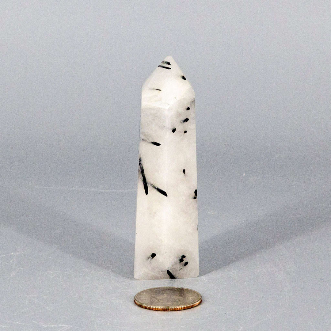 Quartz w/t Black Tourmaline Tower-Towers-Crystal Destiny-Quartz / Black Tourmaline-74g - 3.25"T x 1.00"W-Crystal Destiny