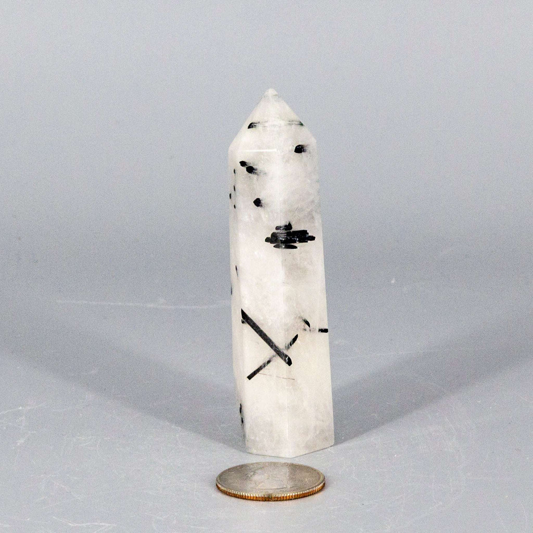 Quartz w/t Black Tourmaline Tower-Towers-Crystal Destiny-Quartz / Black Tourmaline-74g - 3.25"T x 1.00"W-Crystal Destiny