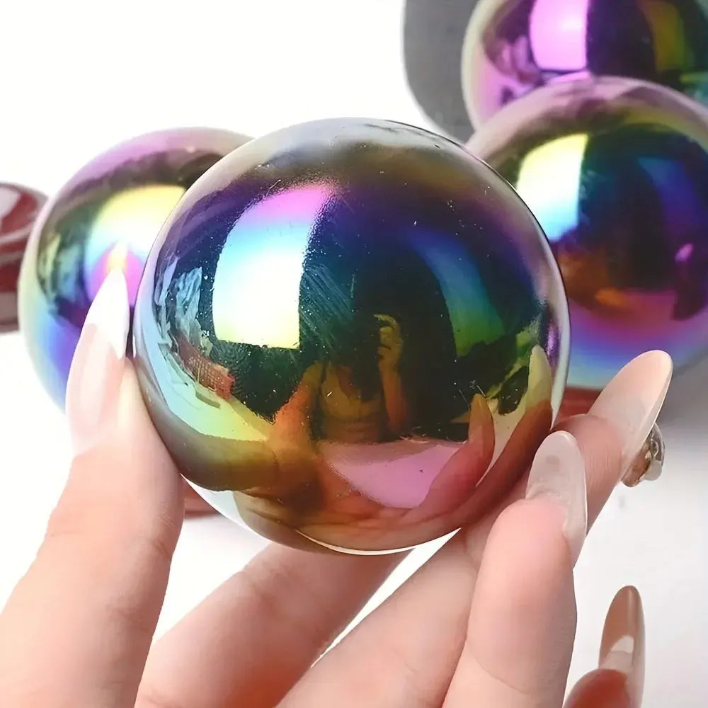 Rainbow Aura Obsidian Crystal Sphere