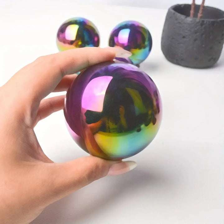Rainbow Aura Obsidian Crystal Sphere