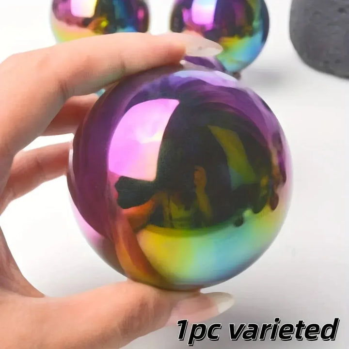Rainbow Aura Obsidian Crystal Sphere