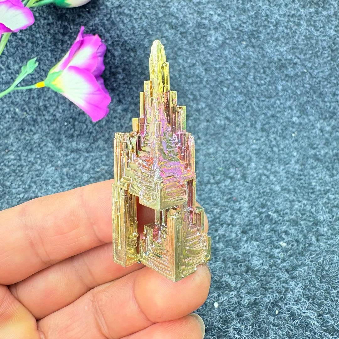 Rainbow Bismuth Crystal Pyramid Collector Specimen