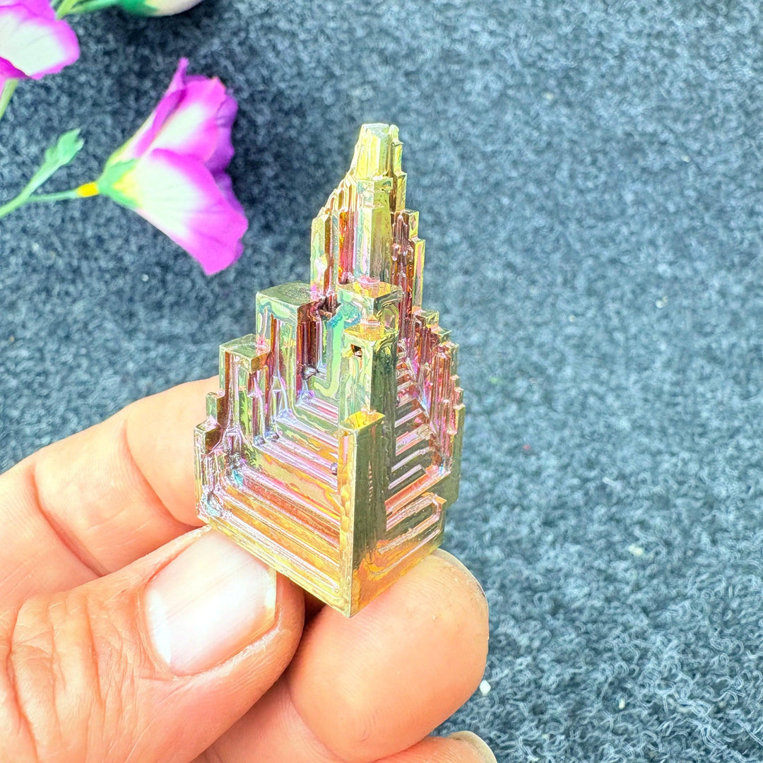 Rainbow Bismuth Crystal Pyramid Collector Specimen