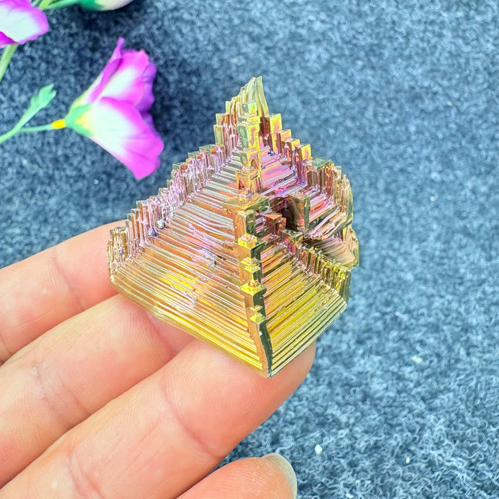 Rainbow Bismuth Crystal Pyramid Collector Specimen
