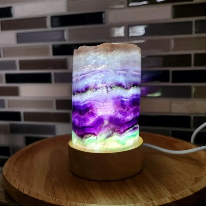 Rainbow Fluorite Crystal Lamp Polished Natural Stone