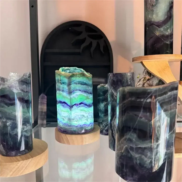 Rainbow Fluorite Crystal Lamp Polished Natural Stone