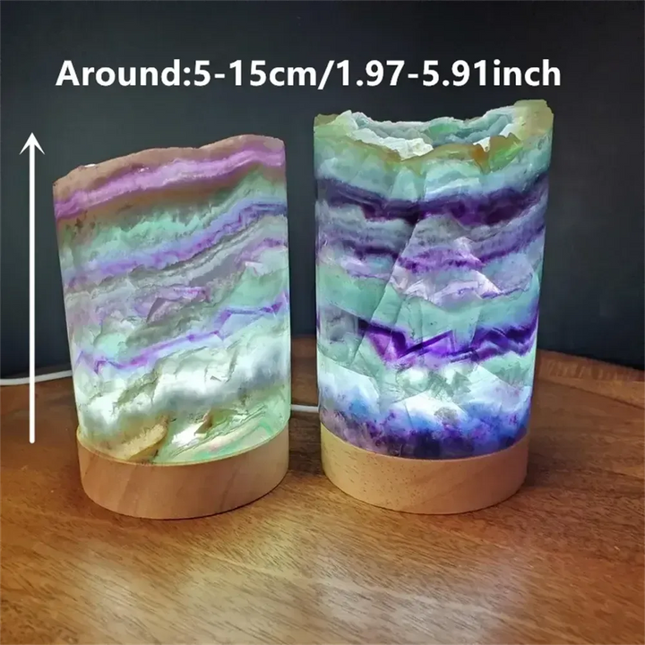 Rainbow Fluorite Crystal Lamp Polished Natural Stone