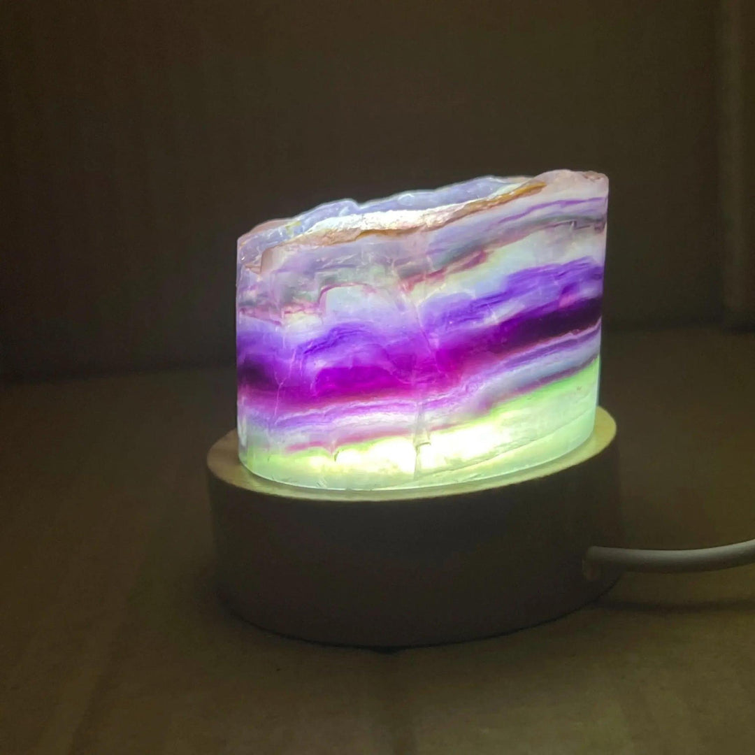 Rainbow Fluorite Crystal Light Lamp