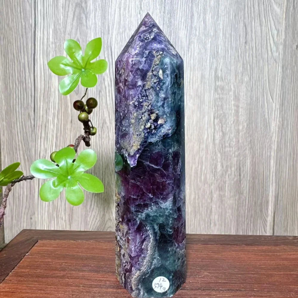 Rainbow Fluorite Crystal XL Tower-Towers-Ali-Rainbow Fluorite-574g 167mm-Crystal Destiny