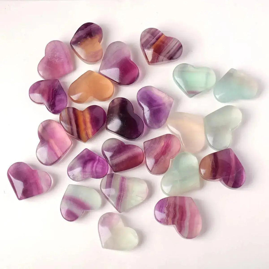 Rainbow Fluorite Hearts