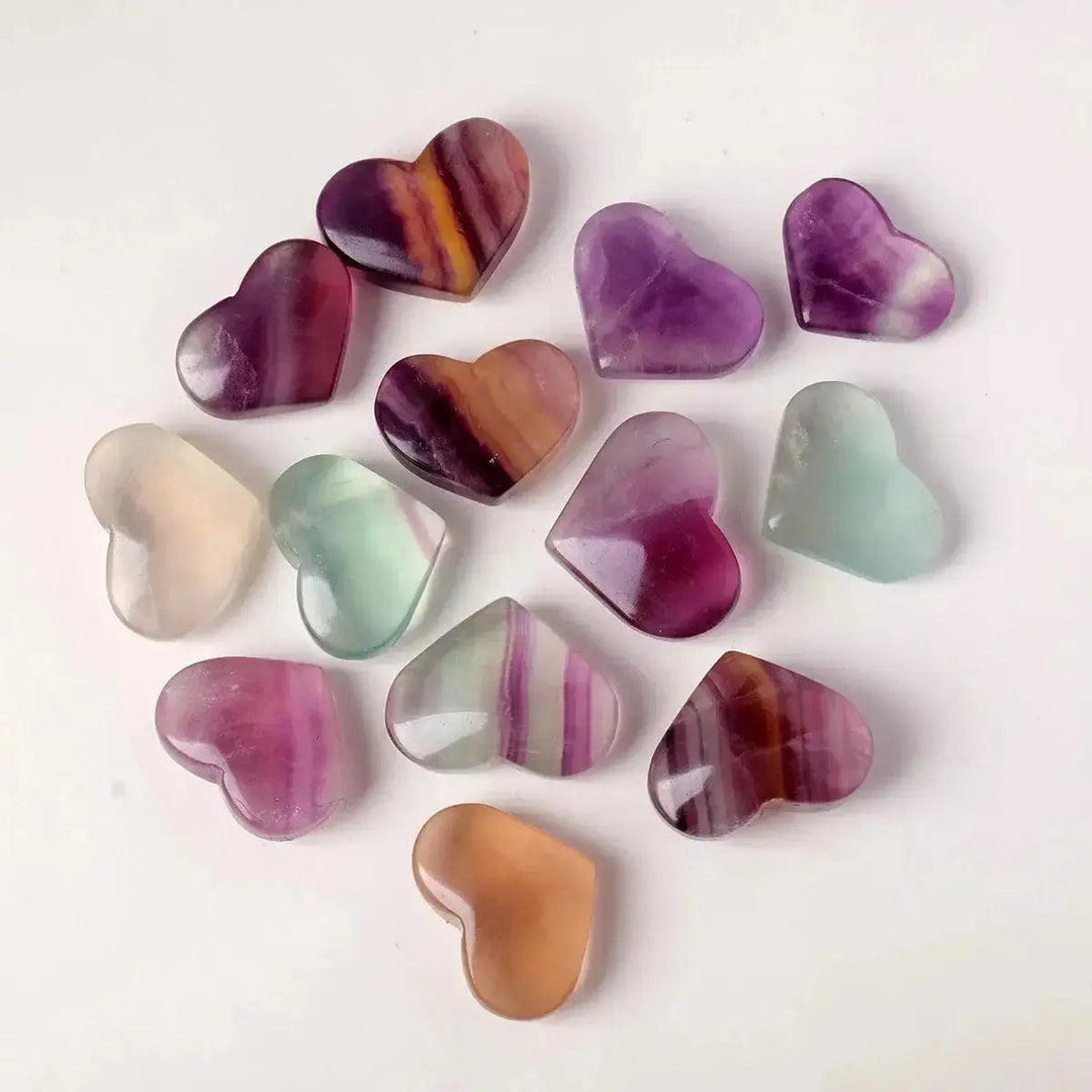 Rainbow Fluorite Hearts