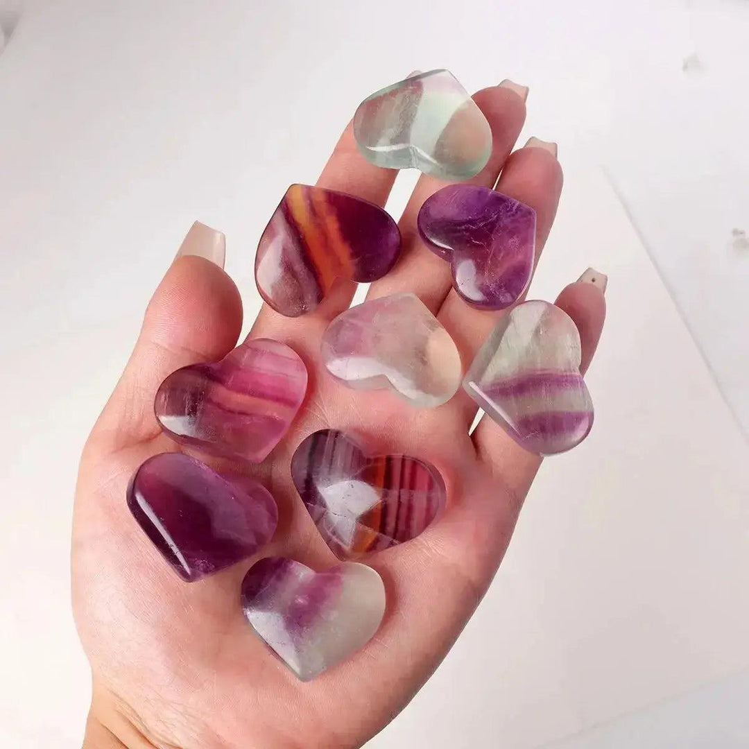 Rainbow Fluorite Hearts