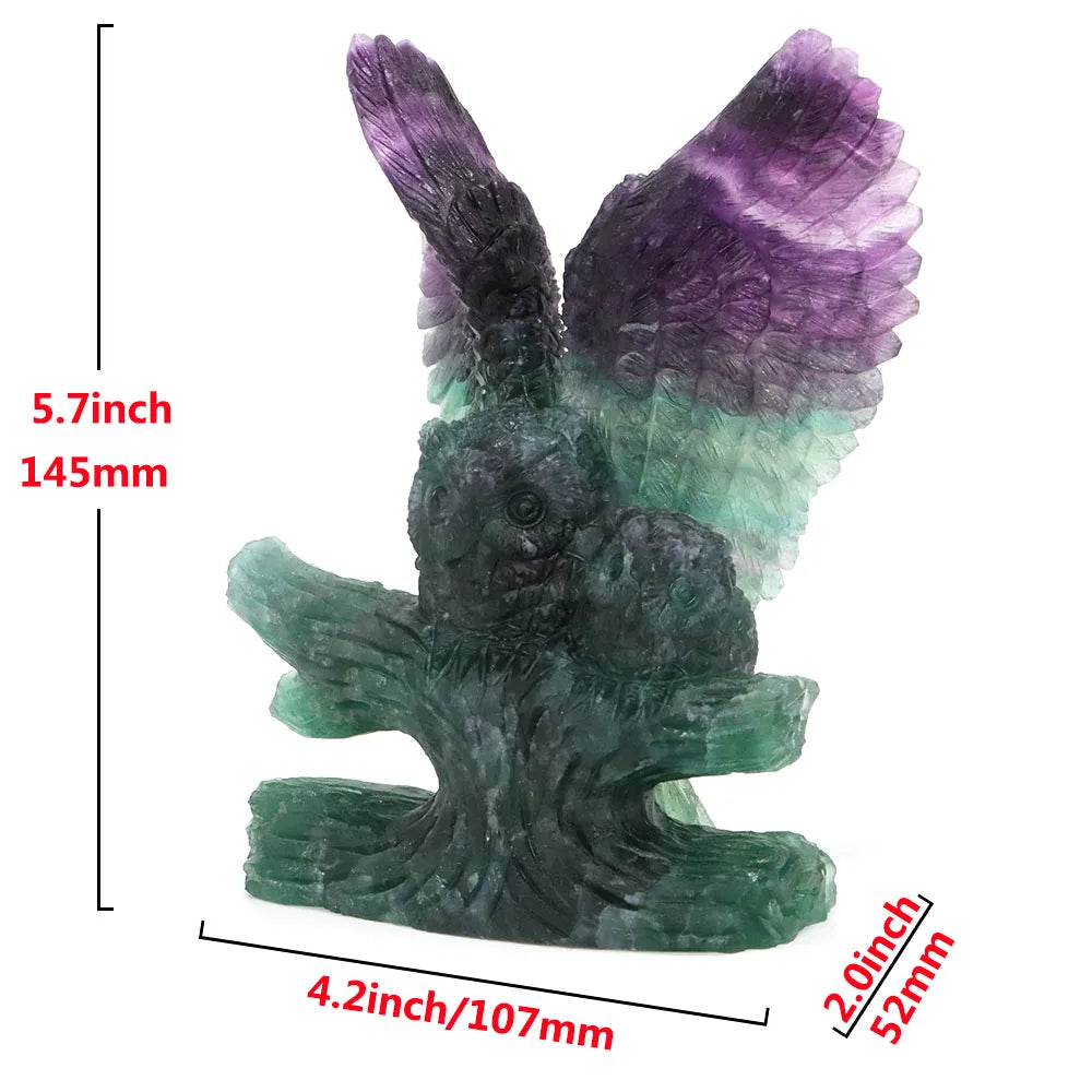 Rainbow Fluorite Owl Carving (5.7")