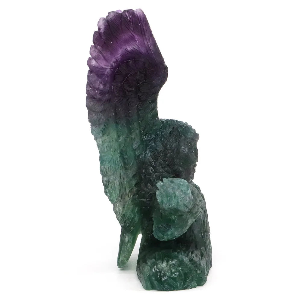 Rainbow Fluorite Owl Carving (5.7")
