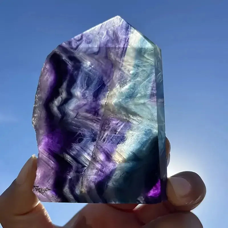 Rainbow Fluorite Raw Edge Tower-Towers-Ali-Rainbow Fluorite-100-200g-Crystal Destiny