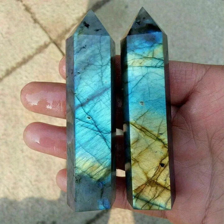 Rainbow Labradorite Crystal Tower Six-Faceted Obelisk
