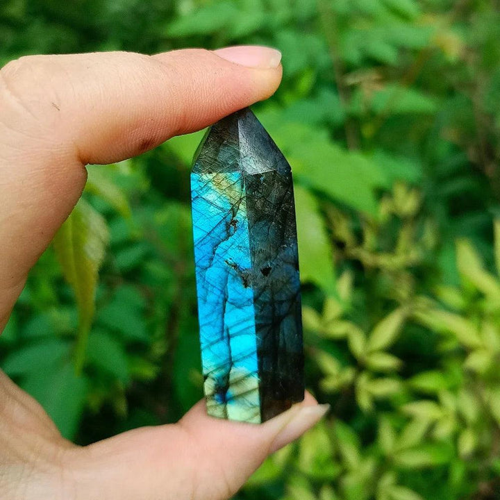 Rainbow Labradorite Crystal Tower Six-Faceted Obelisk