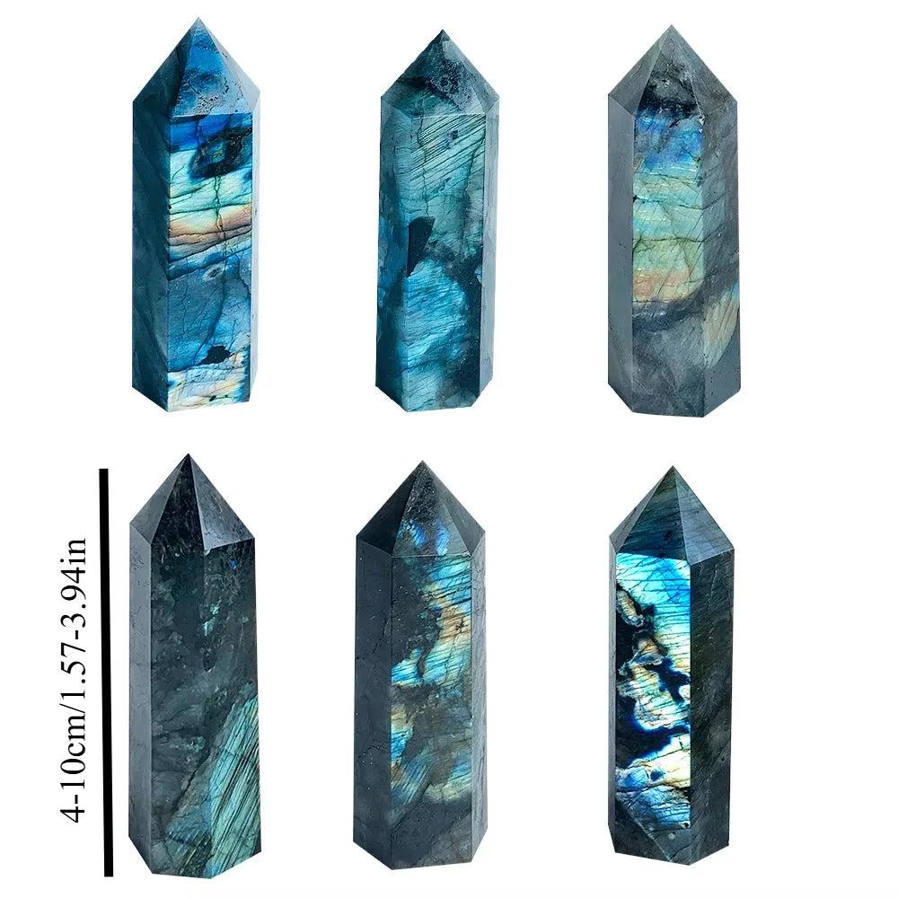 Rainbow Labradorite Crystal Tower Six-Faceted Obelisk