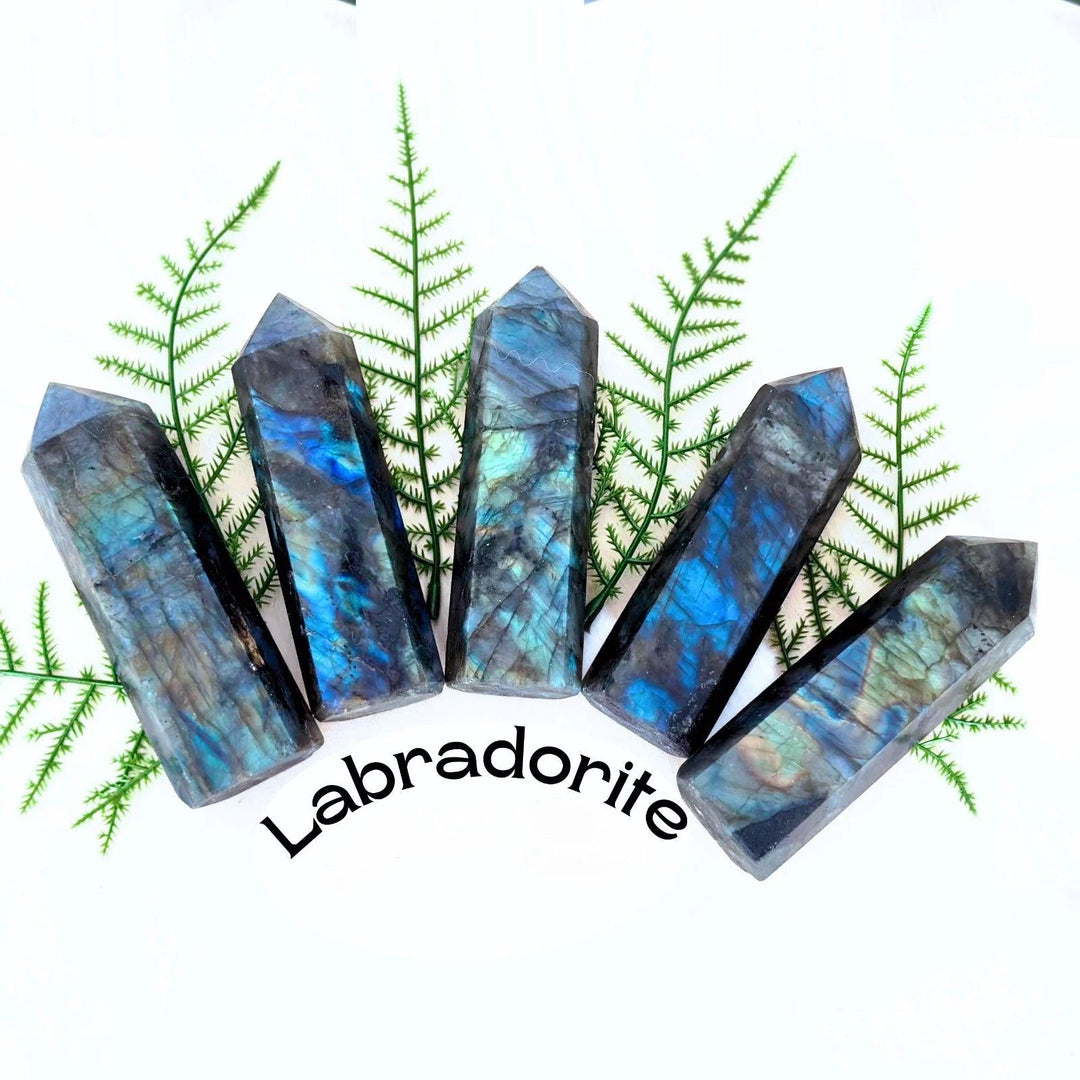 Rainbow Labradorite Crystal Tower Six-Faceted Obelisk