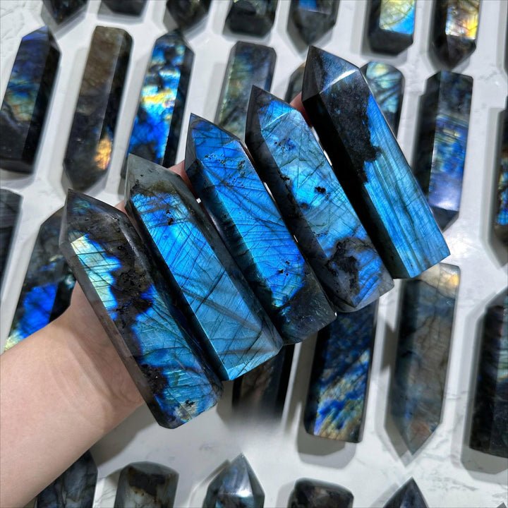 Rainbow Labradorite Crystal Tower Six-Faceted Obelisk