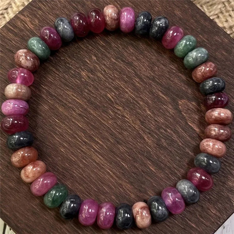 Rainbow Tourmaline And Agate Crystal Beaded Bracelets