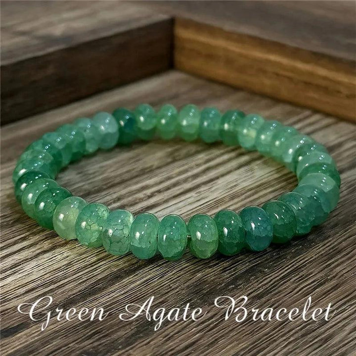 Handmade green agate crystal beaded bracelet, 180mm strand designed to balance and uplift your energy.