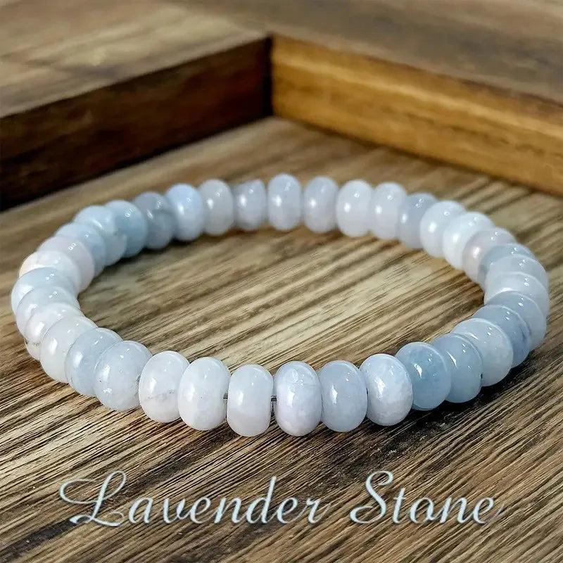 Handmade light blue Tourmaline and Agate beaded bracelet for balancing energy, featuring smooth 180mm genuine crystal beads.