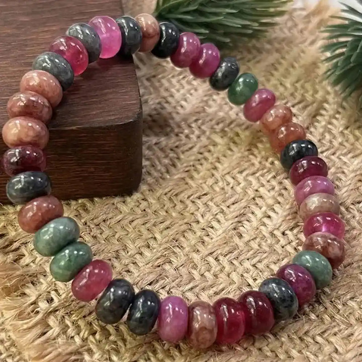 Rainbow Tourmaline Beaded Bracelet-Bracelets-Ali-Rainbow Tourmaline-180mm-Crystal Destiny