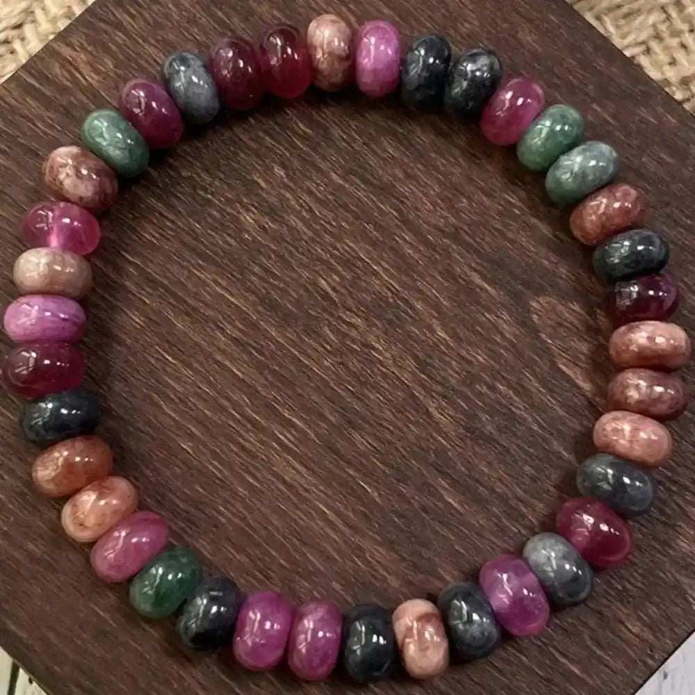 Rainbow Tourmaline Beaded Bracelet-Bracelets-Ali-Rainbow Tourmaline-180mm-Crystal Destiny