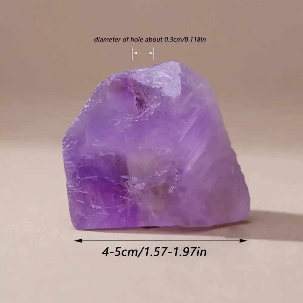 Raw Amethyst stone incense holder, 4-5cm wide with a 3mm opening, perfect for calming rituals and spiritual intention.