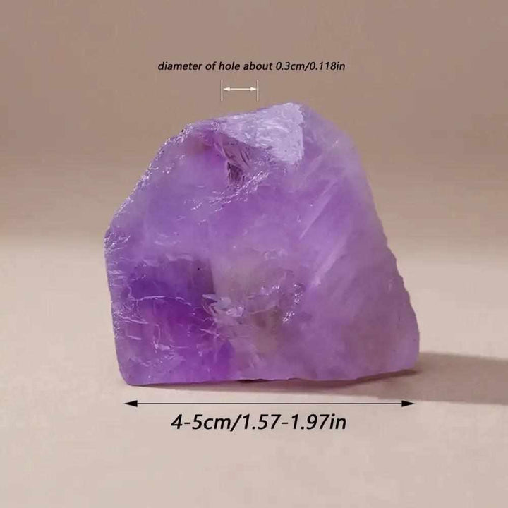 Raw Amethyst stone incense holder, 4-5cm wide with a 3mm opening, perfect for calming rituals and spiritual intention.
