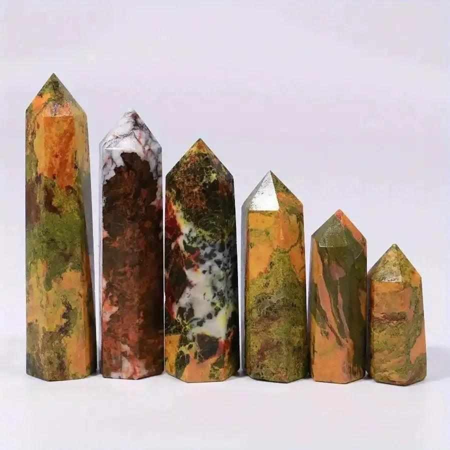 Polished Realgar Crystal Tower points in vibrant orange and red, perfect for Sacral Chakra energy and bold display.