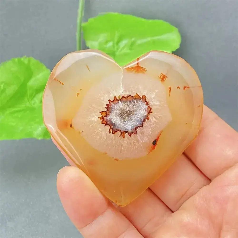 Natural Red Agate Heart Geode with sparkling druzy crystals, offering grounding energy and emotional balance.