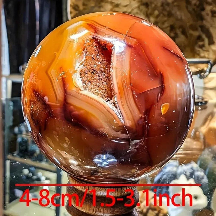 Red Agate Crystal Polished Sphere with Carnelian Banding