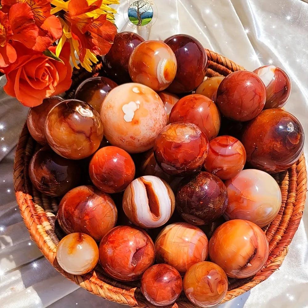 Red Agate Crystal Polished Sphere with Carnelian Banding