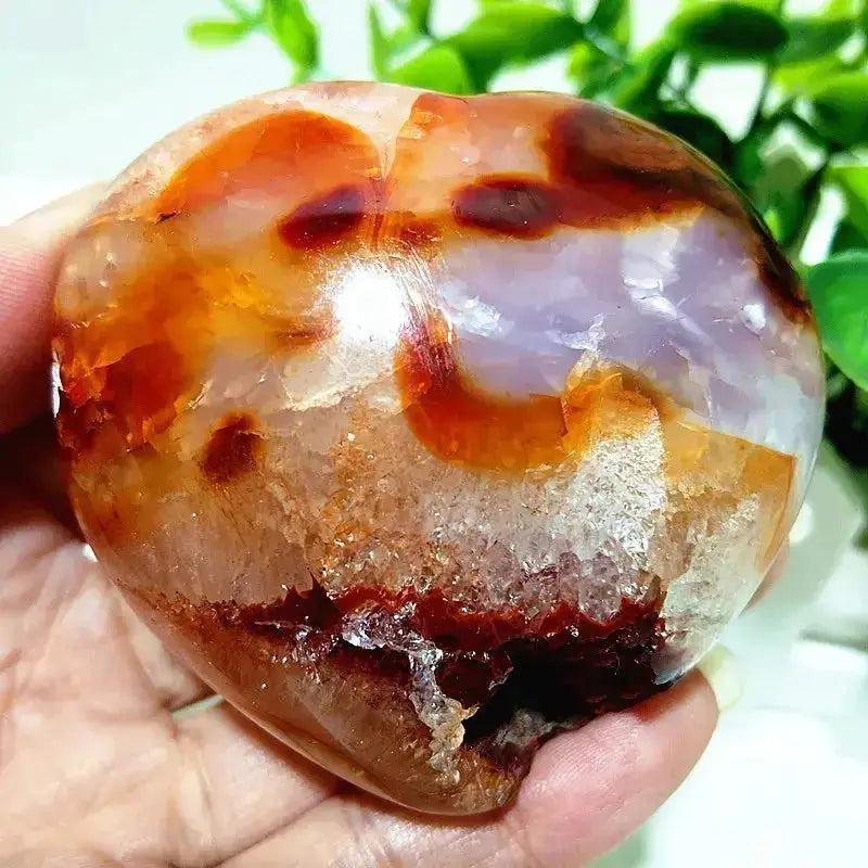 Polished Red Agate Heart, a Root Chakra grounding vitality stone, showcasing rich red and earthy tones.