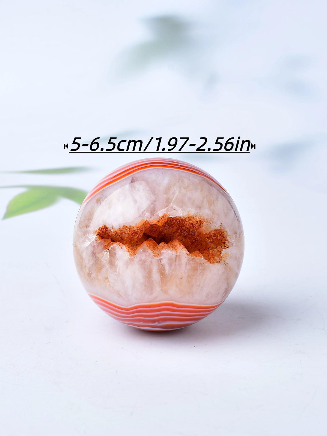 Red Banded Agate Crystal Polished Sphere, 5-6.5cm, with deep crimson, rust, and warm terracotta layers, grounding and protection.