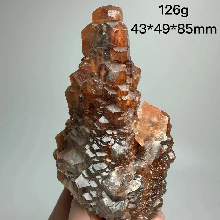 Vibrant Red Calcite Crystal Cubed Stack Cluster, a rare geometric specimen for energy, vitality, and motivation.