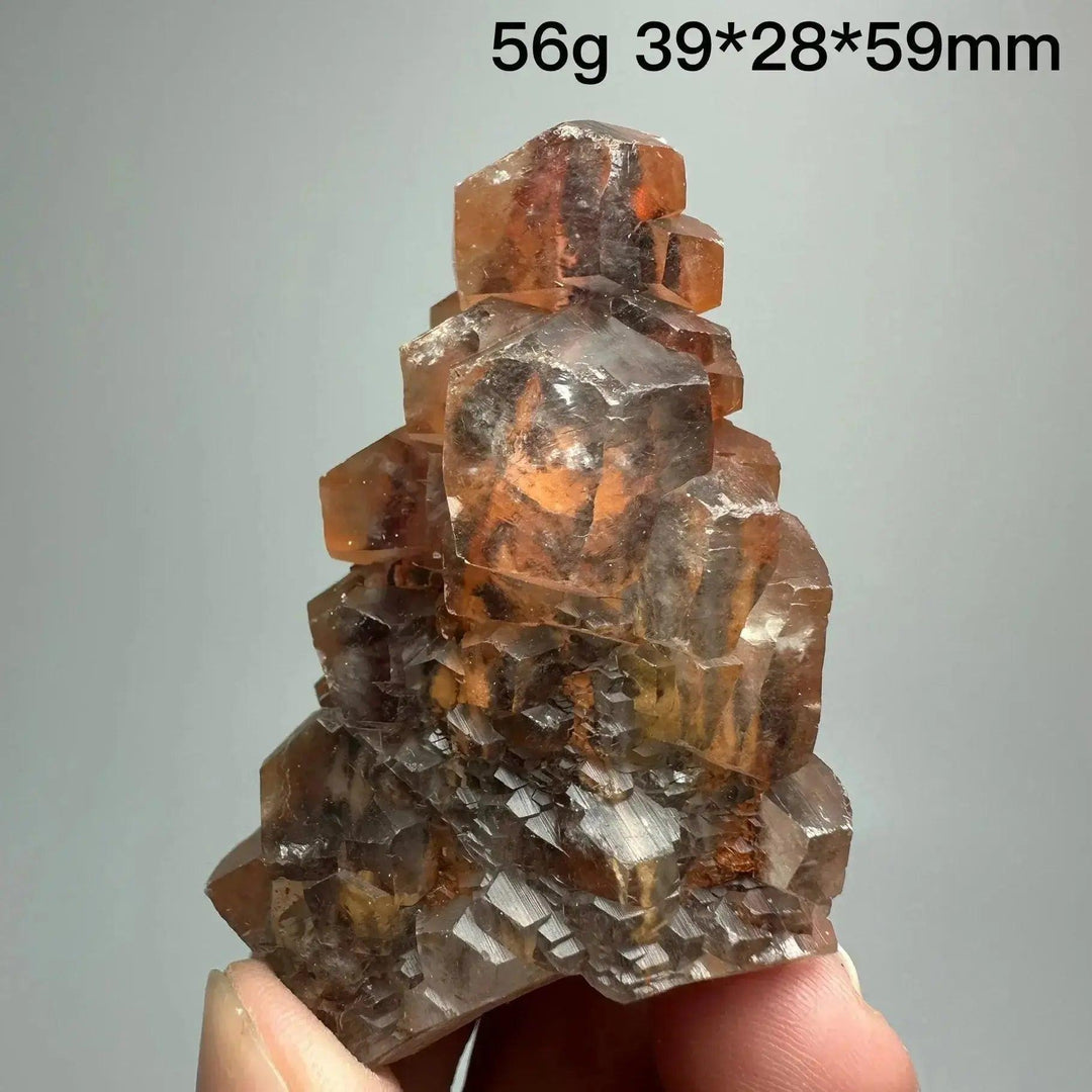 Vibrant Red Calcite Crystal Cubed Stack Cluster, a rare geometric specimen for energy, vitality, and confidence.