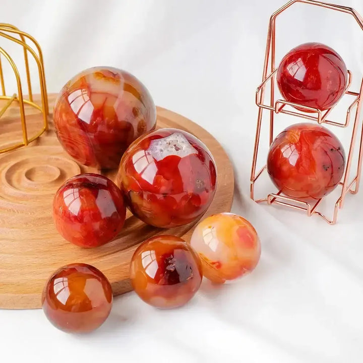 Red Carnelian Agate Sphere-Spheres-Ali-Carnelian-35-40mm-Crystal Destiny