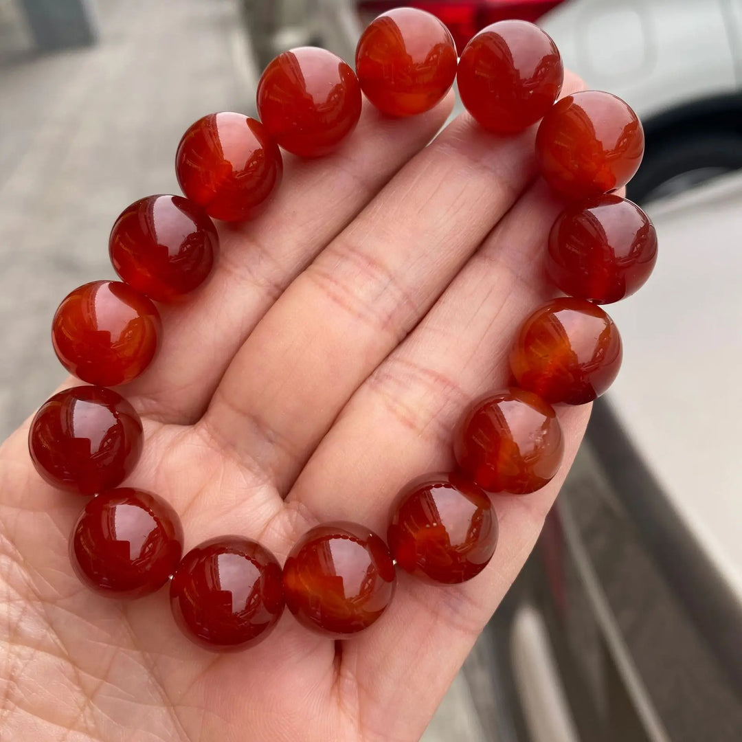 Red Carnelian Crystal Beaded Stretch Bracelet 4 Bead Sizes