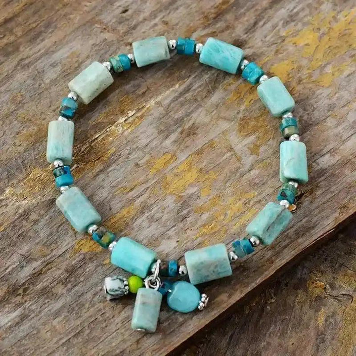 Rhodonite or Amazonite Beaded Stretch Bracelet