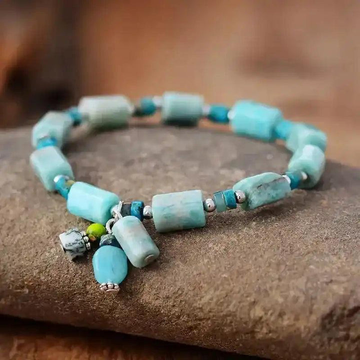 Rhodonite or Amazonite Beaded Stretch Bracelet