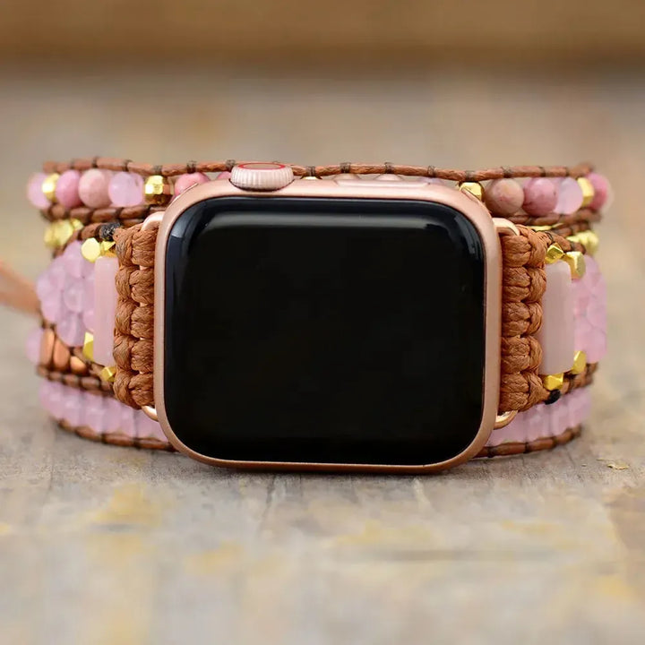 Rose Quartz Apple iWatch Band 5x Wrap-Bands-Ali-38-41MM Watch Plate-Small-Rose Quartz-Crystal Destiny