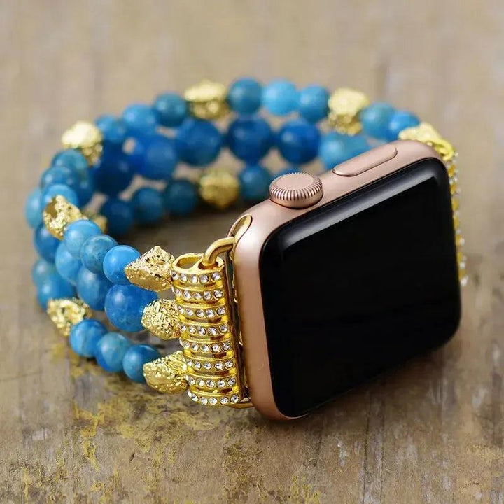 Rose Quartz Apple iWatch Band Beaded Stretchy