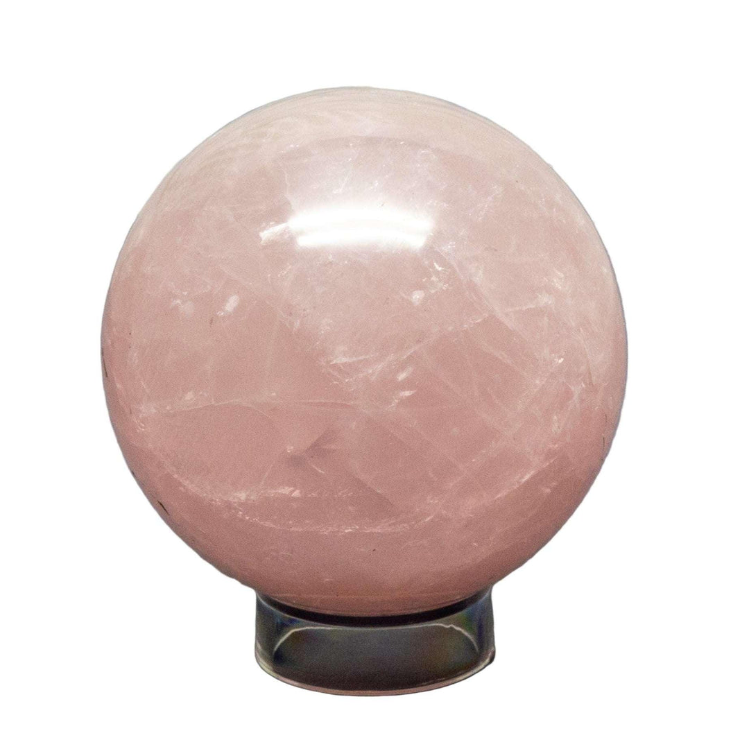 Rose Quartz Crystal Sphere, polished soft pink for heart chakra love and emotional healing.