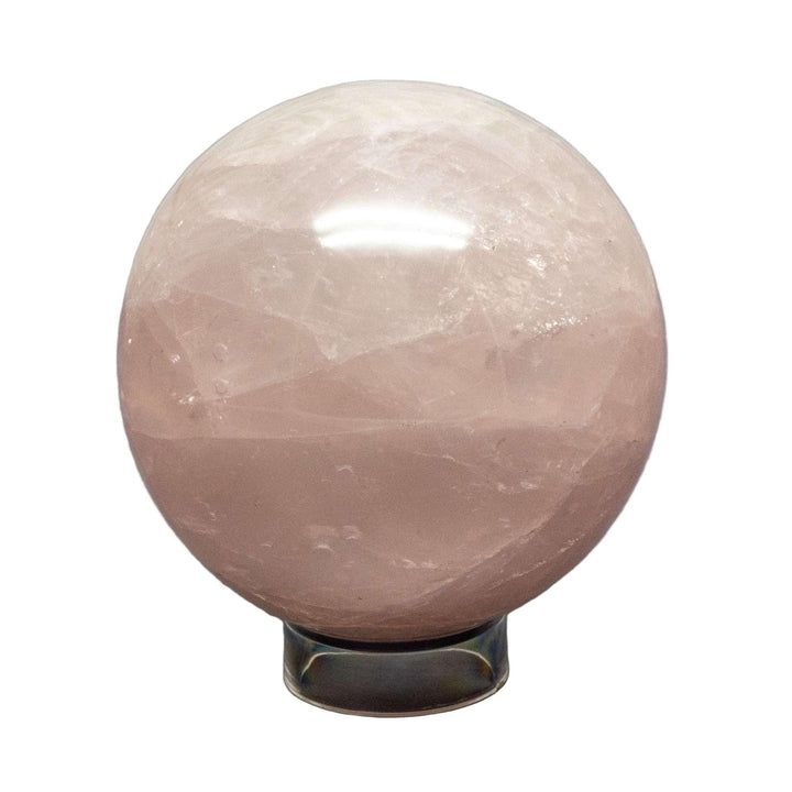 Polished Rose Quartz Crystal Sphere for Heart Chakra love, radiating gentle, nurturing warmth.