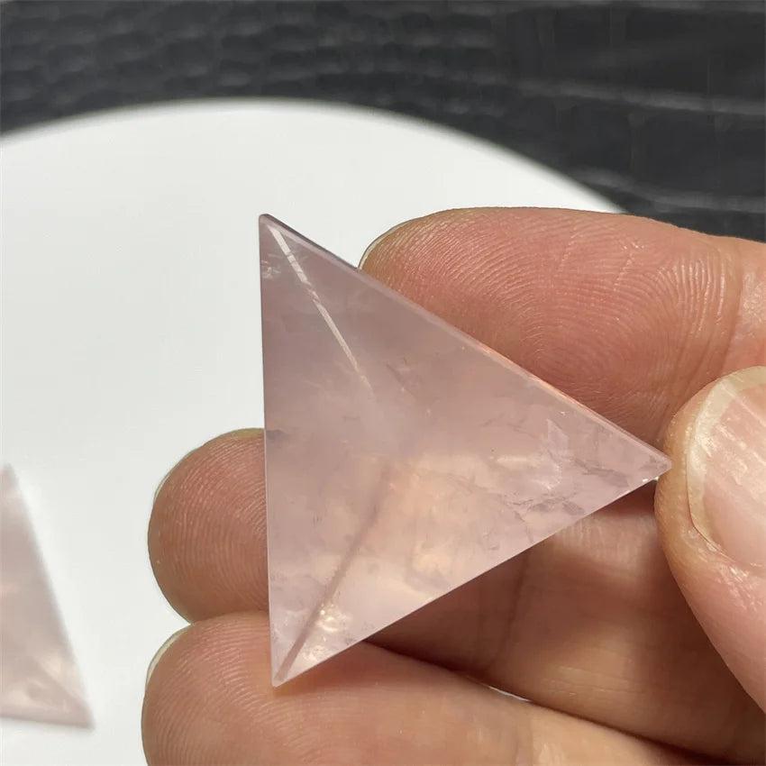 Rose Quartz Crystal Tetrahedron Pyramid Handmade Natural