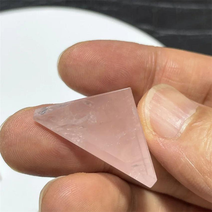 Rose Quartz Crystal Tetrahedron Pyramid Handmade Natural